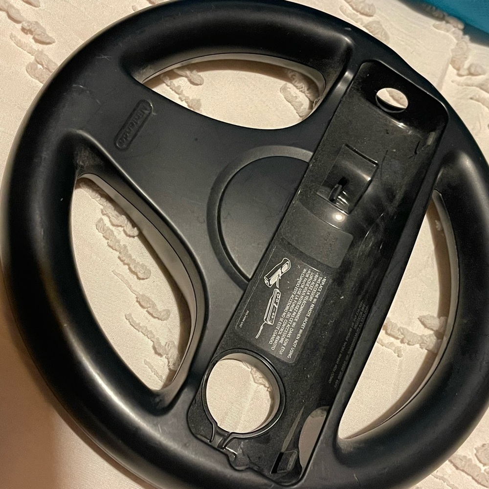 Nintendo Wii Black Racing Steering Wheel Adapter Mario Kart Authentic